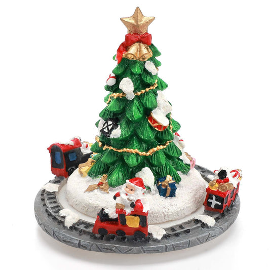 Ayieyill Merry Christmas Music Box Resin Christmas Tree Music Box for Christmas Table Decorations Indoor - 5.9"