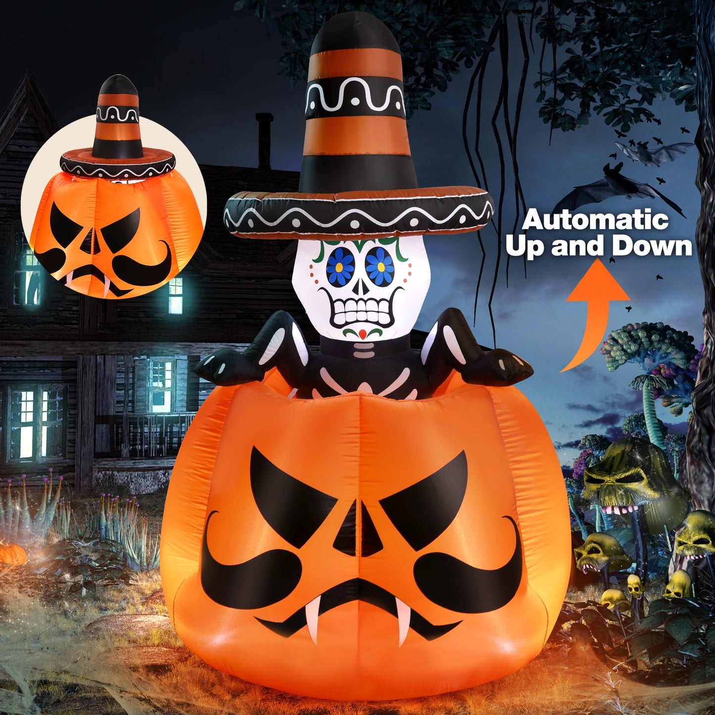 Ayieyill 6FT Halloween Inflatables, Halloween Yard Inflatables Blow Up Inflatables for Outdoor Indoor Garden Lawn, Halloween Decorations Outdoor