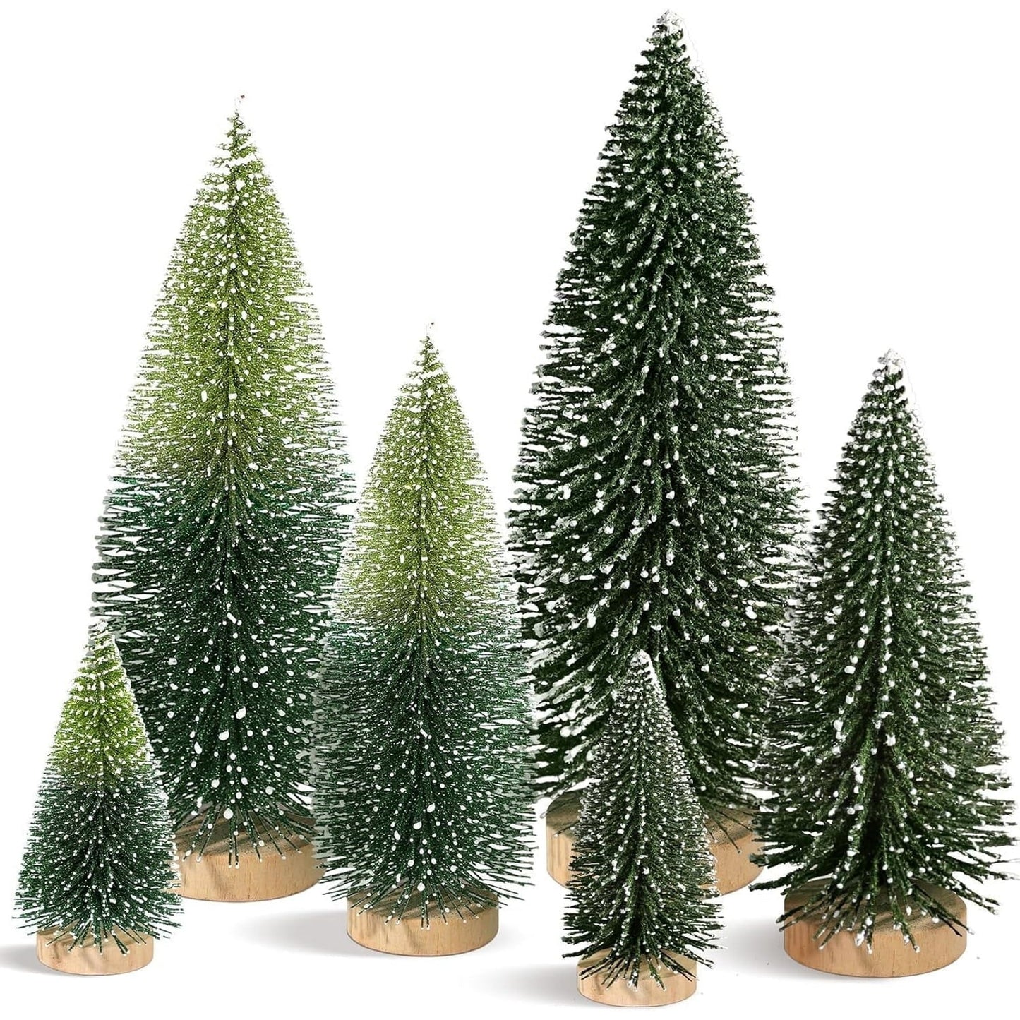 Ayieyill Mini Christmas Trees Decorations - 6pcs Small Bottle Brush Trees, Artificial Tabletop Christmas Tree for Indoor Outdoor Home Room Party