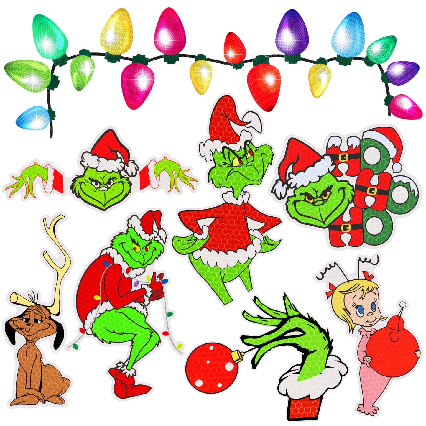 Ayieyill Reflective Christmas Car Decorations, Reflective Lights Bulb Car Magnet