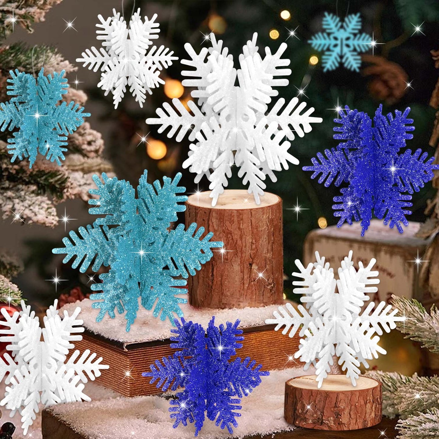 Ayieyill 8 Pcs Snowflake Decorations, Snowflake Christmas Decoration Indoor, Winter 3D Snowflake Christmas Tabletop Decor
