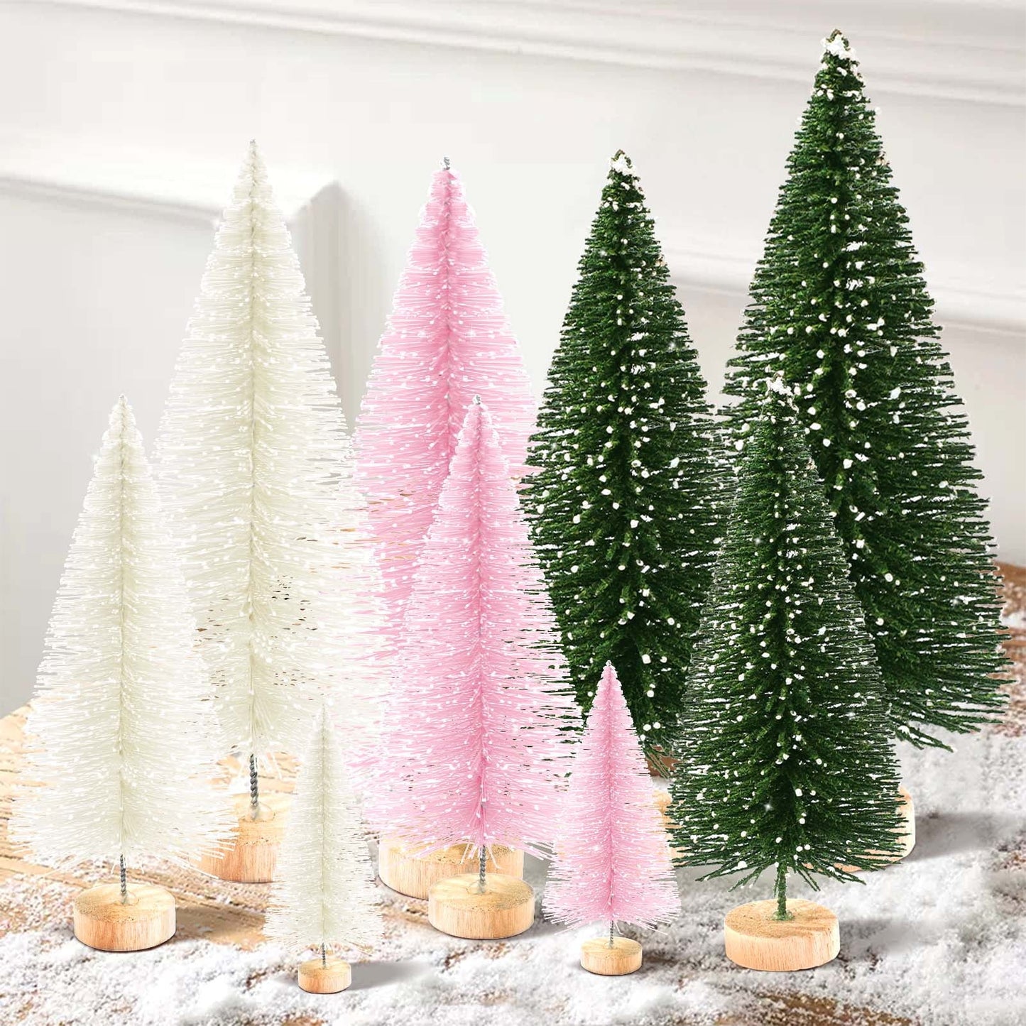 Ayieyill 9Pcs Mini Christmas Trees Christmas Decor Artificial Christmas Decorations with 4 Sizes