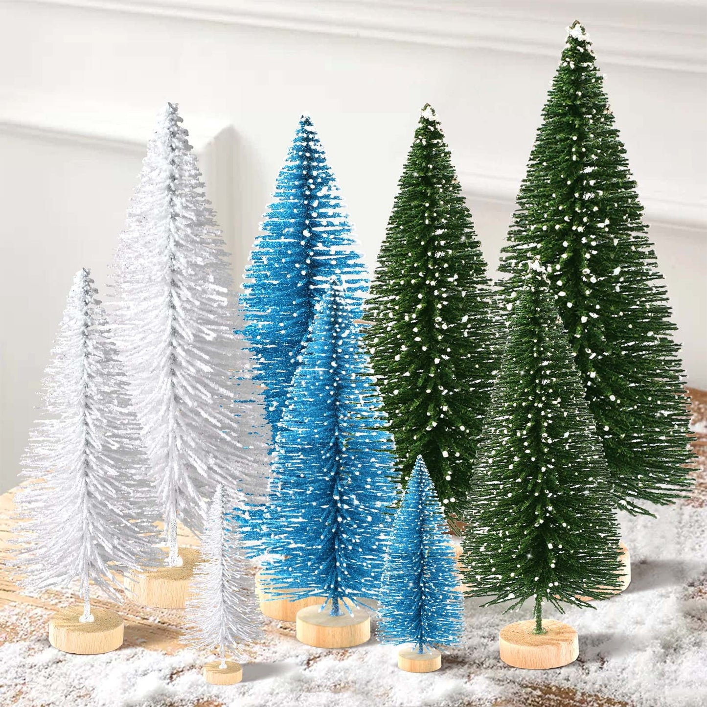 Ayieyill 9Pcs Mini Christmas Trees Christmas Decor Artificial Christmas Decorations with 4 Sizes