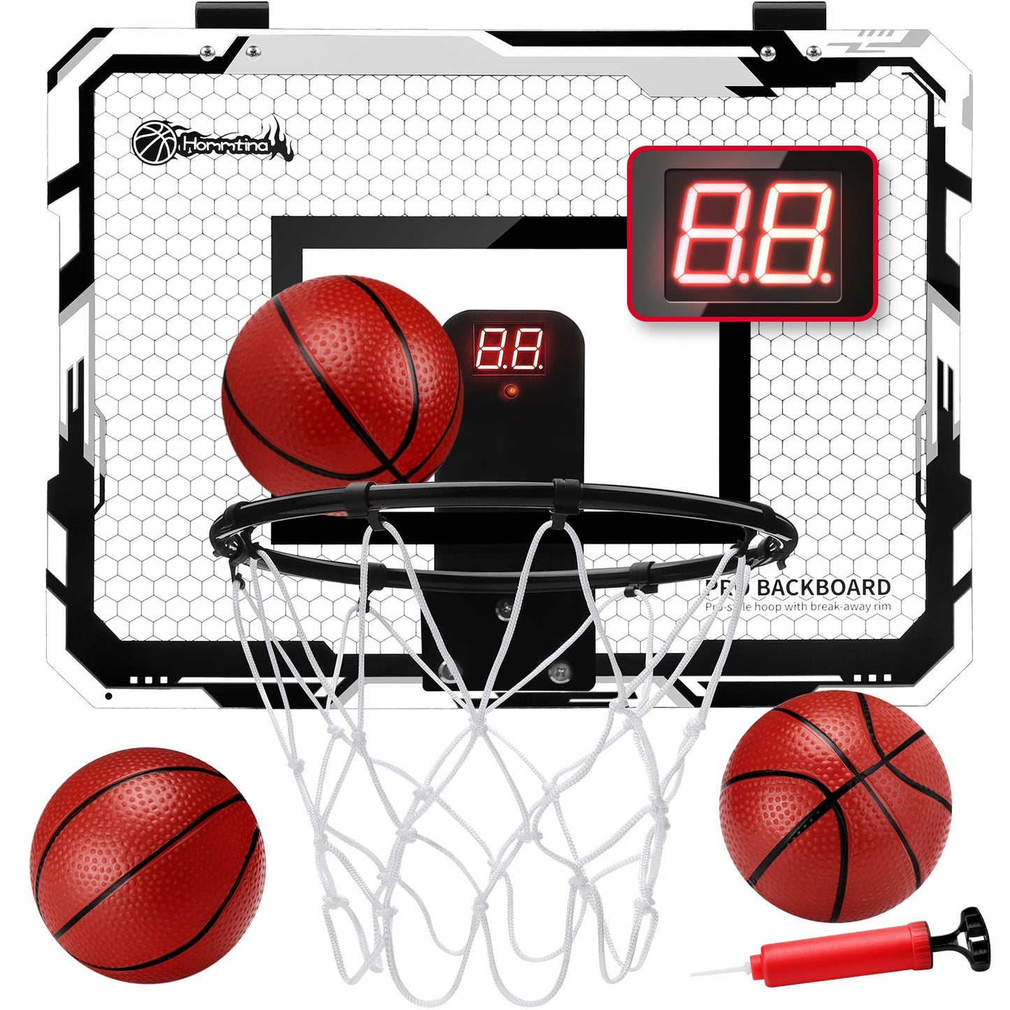 Ayieyill Basketball Hoop Indoor for Kids 15.7" x 11.8" - Automatic Scoring Basketball Hoop Mini Basketball Hoop for Door with 3 Balls, Basketball Toy for Kids Boy Toys Teens Adults
