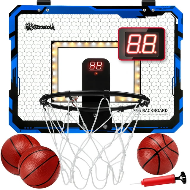 Ayieyill Basketball Hoop Indoor for Kids 15.7" x 11.8" - Automatic Scoring Basketball Hoop Mini Basketball Hoop for Door with 3 Balls, Basketball Toy for Kids Boy Toys Teens Adults