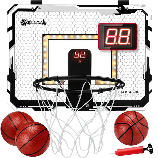 Ayieyill Basketball Hoop Indoor for Kids 15.7" x 11.8" - Automatic Scoring Basketball Hoop Mini Basketball Hoop for Door with 3 Balls, Basketball Toy for Kids Boy Toys Teens Adults