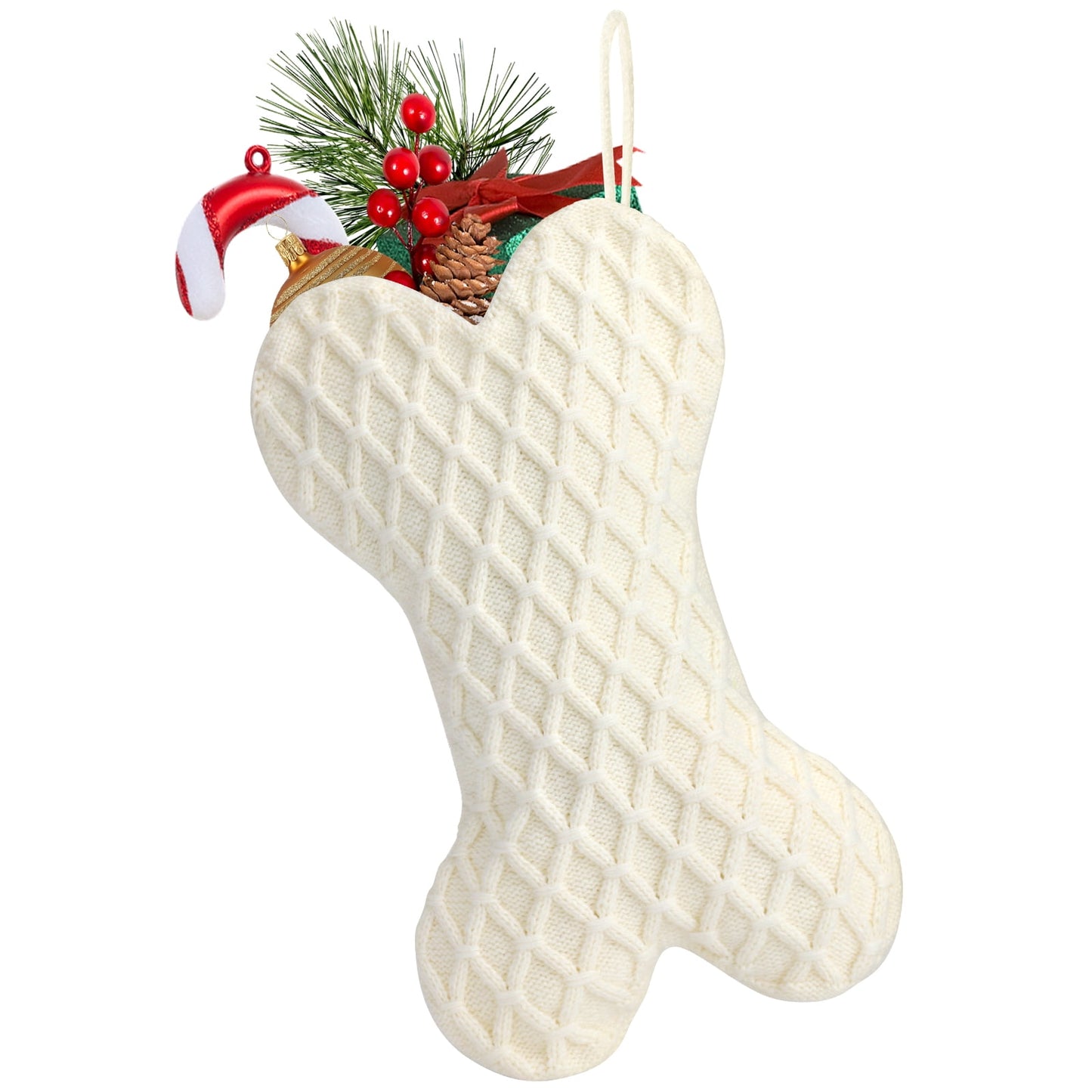 Ayieyill 18 Inch Dog Christmas Stocking, Bone Shape Stocking Christmas for Dog, Large Pet Stockings Hanging Christmas Decorations
