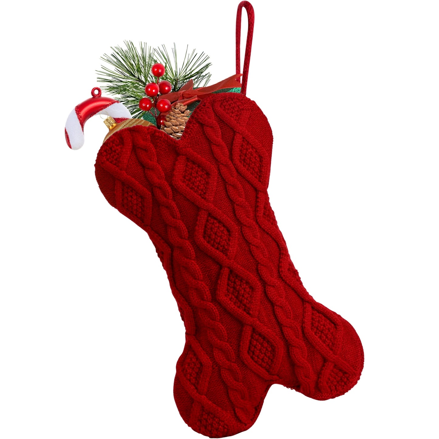 Ayieyill 18 Inch Dog Christmas Stocking, Bone Shape Stocking Christmas for Dog, Large Pet Stockings Hanging Christmas Decorations