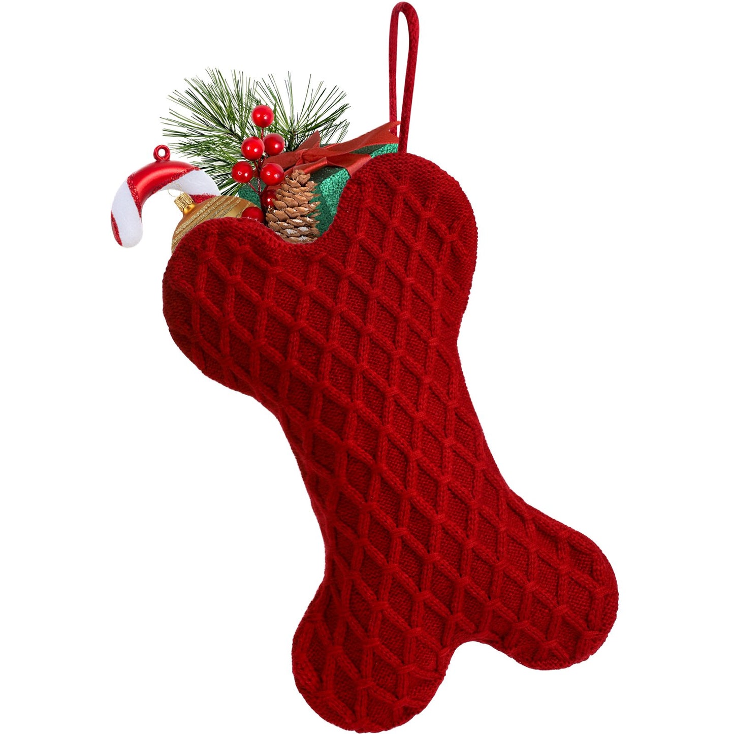 Ayieyill 18 Inch Dog Christmas Stocking, Bone Shape Stocking Christmas for Dog, Large Pet Stockings Hanging Christmas Decorations