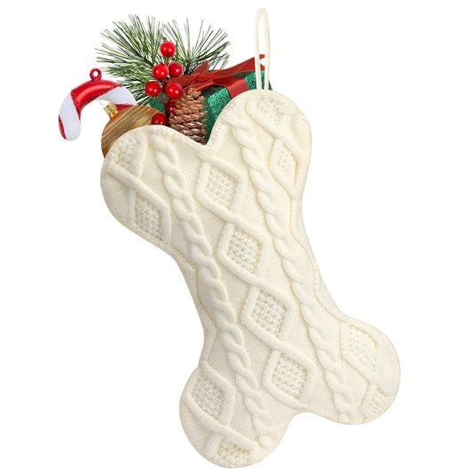 Ayieyill 18 Inch Dog Christmas Stocking, Bone Shape Stocking Christmas for Dog, Large Pet Stockings Hanging Christmas Decorations