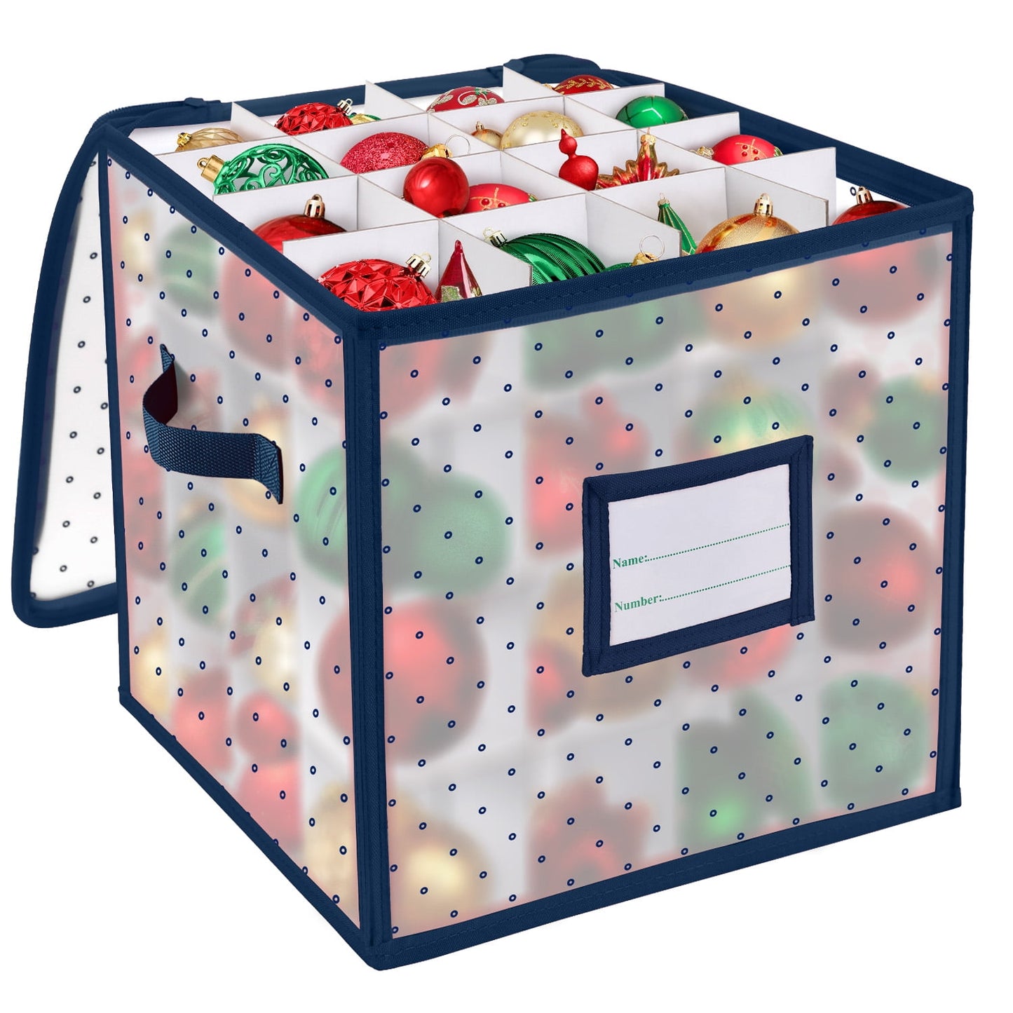 Ayieyill Premium Red Christmas Ornament Storage Chest, Ornament Storage Box Ornament Organizer Holds 64 Balls w/ Dividers , (L) 12''x (W) 12''x (H) 12''
