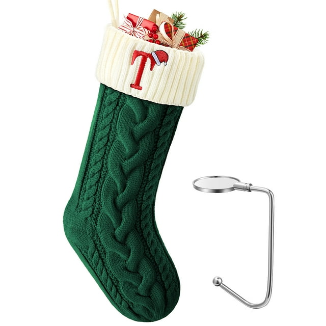 Ayieyill Christmas Stockings with Letters, Super Soft Monogram Christmas Stockings Xmas Gift | 20 Inches