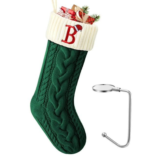 Ayieyill Christmas Stockings with Letters, Super Soft Monogram Christmas Stockings Xmas Gift | 20 Inches