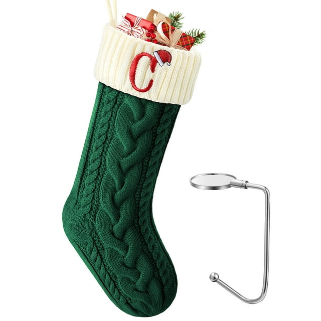 Ayieyill Christmas Stockings with Letters, Super Soft Monogram Christmas Stockings Xmas Gift | 20 Inches
