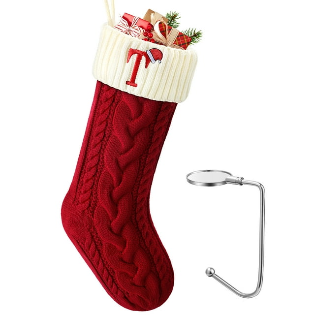 Ayieyill Christmas Stockings with Letters, Super Soft Monogram Christmas Stockings Xmas Gift | 20 Inches