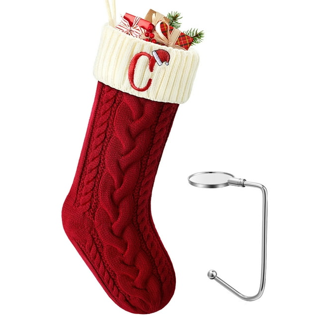 Ayieyill Christmas Stockings with Letters, Super Soft Monogram Christmas Stockings Xmas Gift | 20 Inches