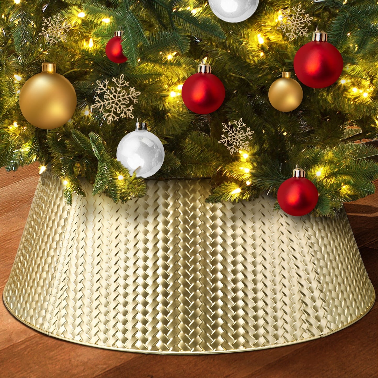 Ayieyill 28" Christmas Tree Collar,  Christmas Tree Collar Basket Skirt for Large Christmas Tree, Tree Skirt Accessory | Metal