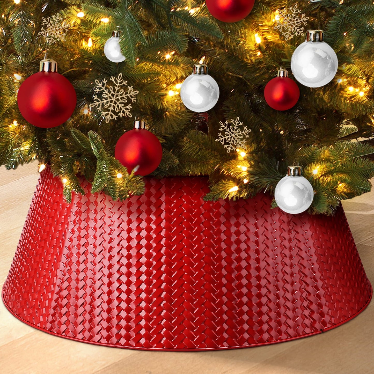 Ayieyill 28" Christmas Tree Collar,  Christmas Tree Collar Basket Skirt for Large Christmas Tree, Tree Skirt Accessory | Metal