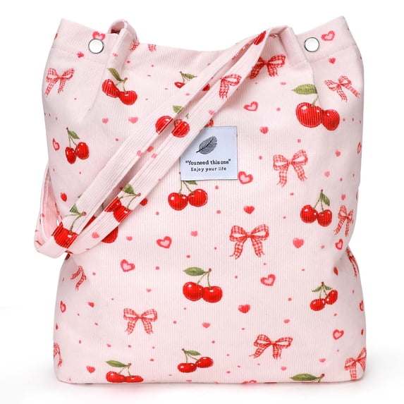 Ayieyill Corduroy Tote Bag Large for Women Girl Lady Canvas Shoulder Cord Purse and Handbags with Inner Pocket