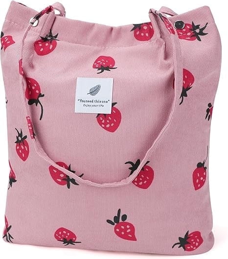 Ayieyill Corduroy Tote Bag Large for Women Girl Lady Canvas Shoulder Cord Purse and Handbags with Inner Pocket