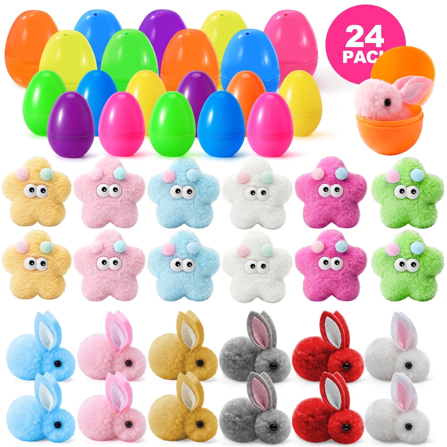 Ayieyill 12Pcs Prefilled Easter Eggs - Toy Filled Easter Eggs Filled with Pull-Back Construction Vehicles