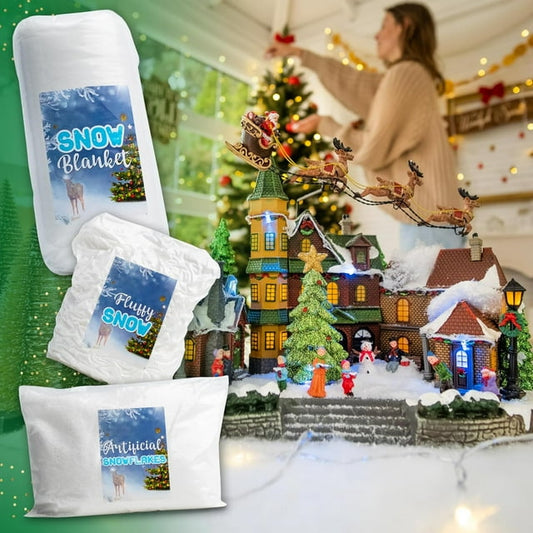 Ayieyill Fake Snow Kits for Christmas (3-Piece Set), Snow Blanket Roll, Cotton-Like Fluffy Snow, Christmas Tree Decorations