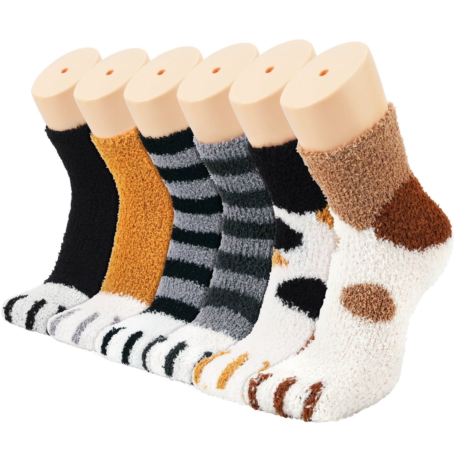 Ayieyill Fuzzy Socks for Women, 6 Pairs Plush Slipper Socks Women, Warm Soft Fluffy Socks Thick Cozy Plush Sock Winter Christmas Socks for Women