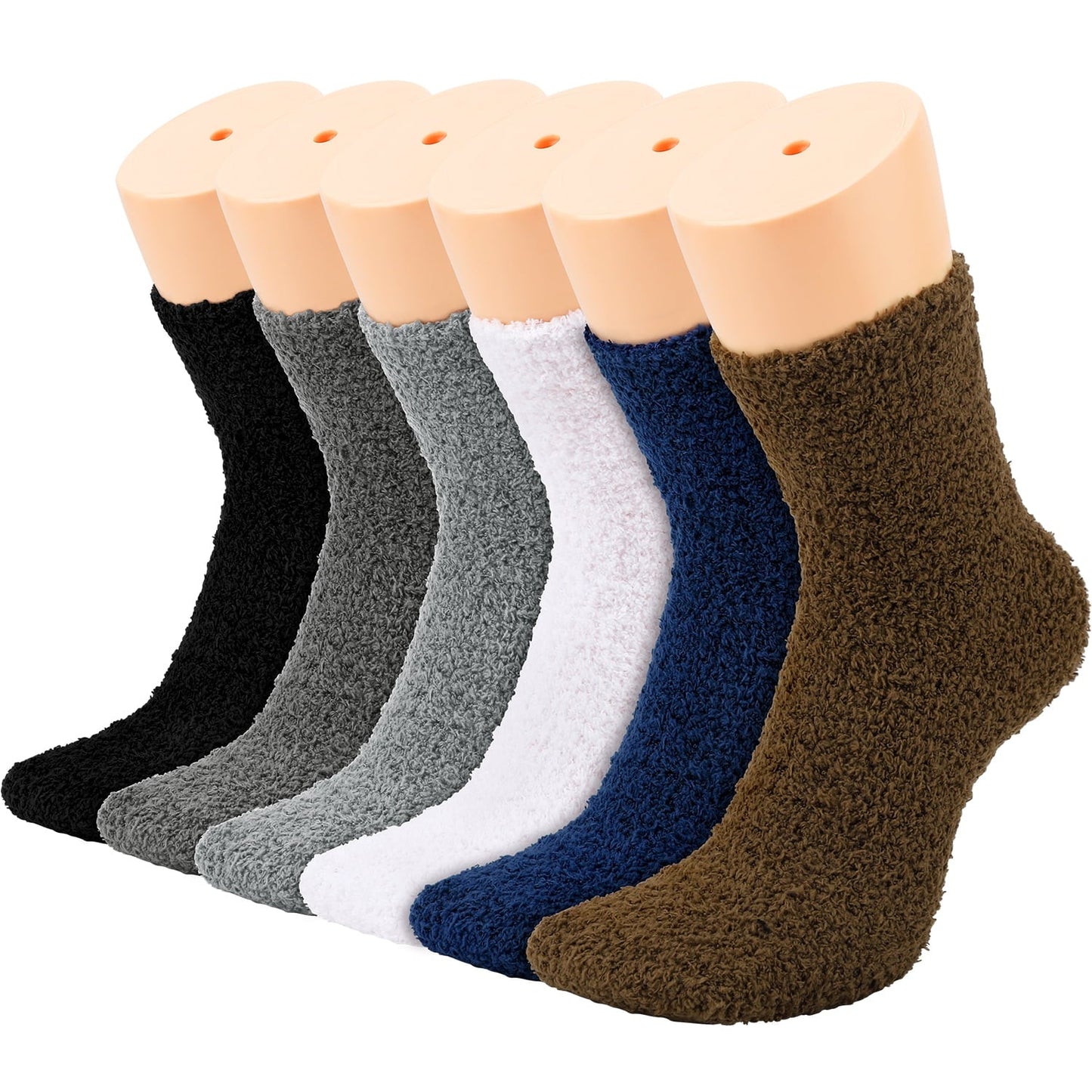 Ayieyill Fuzzy Socks for Women, 6 Pairs Plush Slipper Socks Women, Warm Soft Fluffy Socks Thick Cozy Plush Sock Winter Christmas Socks for Women