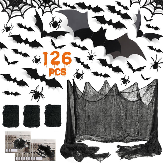 Ayieyill Halloween Bats Wall Decals, 126pcs Halloween Decorations Decals Halloween Decor