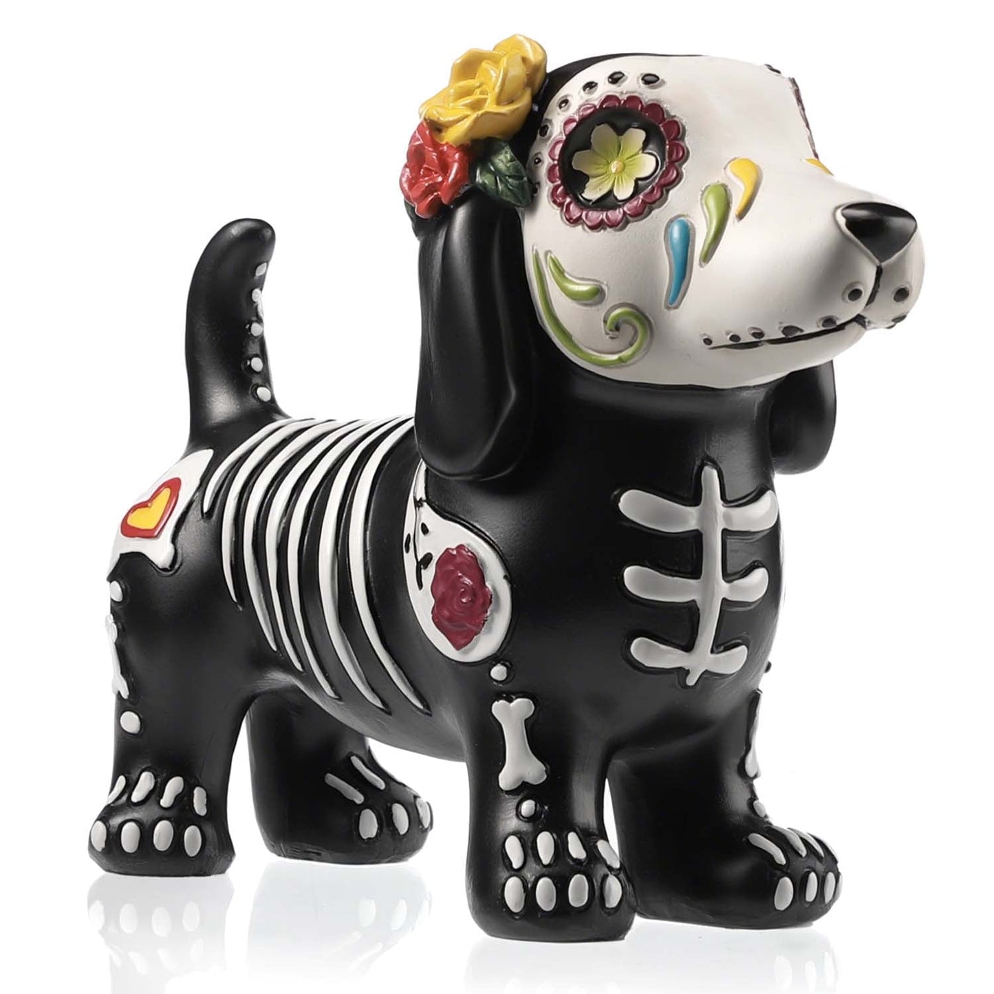Ayieyill Day of the Dead Cat Figurine, Sugar Skull Halloween Decorations Indoor, Dia de los Muertos Decor