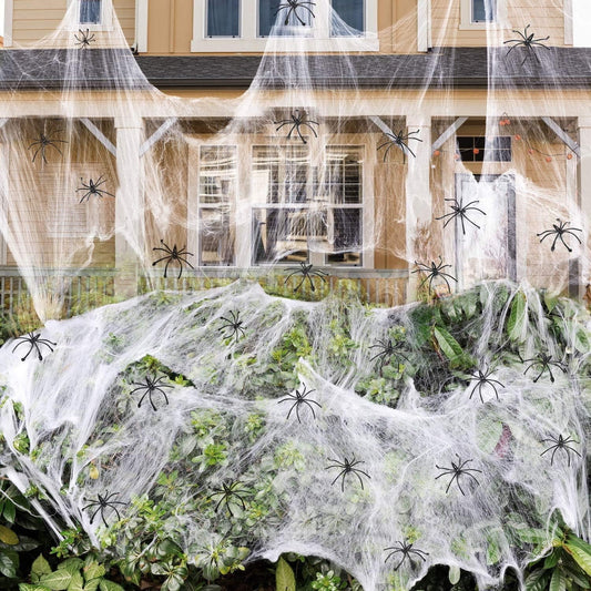 Ayieyill 1000sqft Halloween Spider Webs Decorations with 150 Extra Fake Spiders, Super Stretchy Cobwebs for Halloween Decorations Indoor and Outdoor