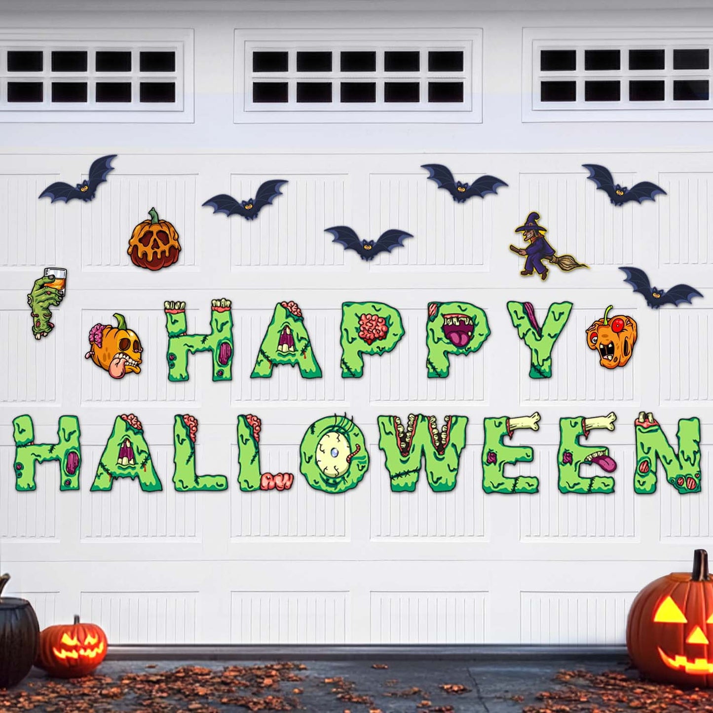 Ayieyill Halloween Tombstone Trunk or Treat Archway Garage Decoration with Gargoyles, Arch Monument, Spider Web and Non-Woven Fabric for Car Garage Door Entryway Archway and Halloween Decor Outdoor