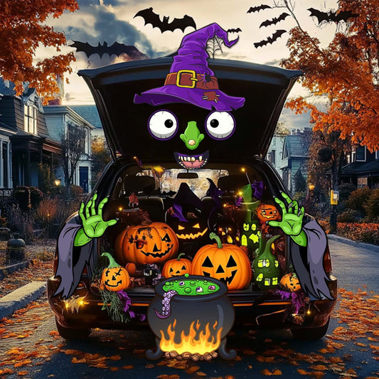 Ayieyill Halloween Trunk or Treat Car Decorations Kit, Scary Witch Face Sticker Halloween Decoration, Halloween Decorations for Car Mantel Garage Door