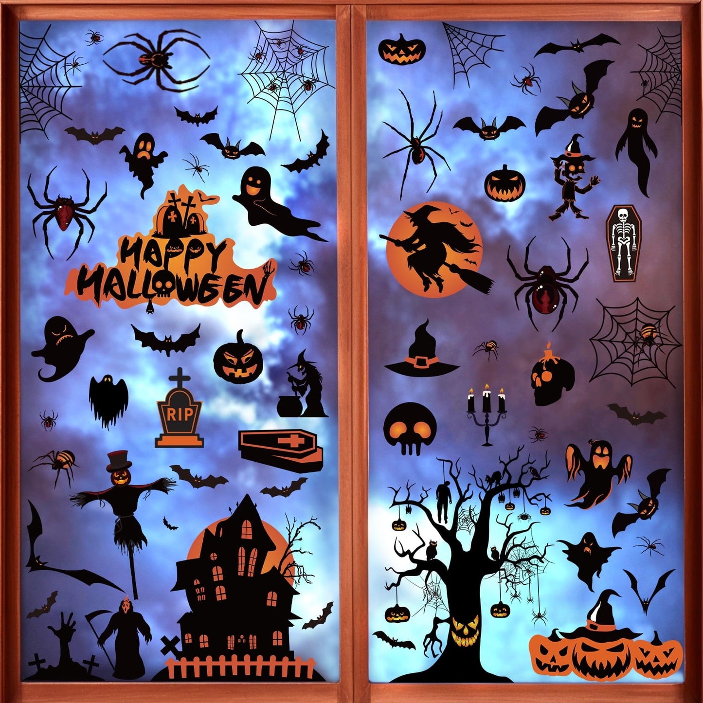 Ayieyill Halloween Window Clings Decorations, Skeleton Decals Halloween Window Stickers for Glass Windows