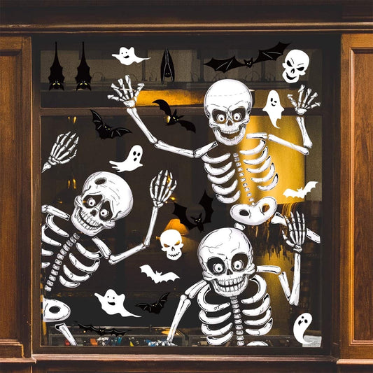 Ayieyill Halloween Window Clings Decorations, Skeleton Decals Halloween Window Stickers for Glass Windows