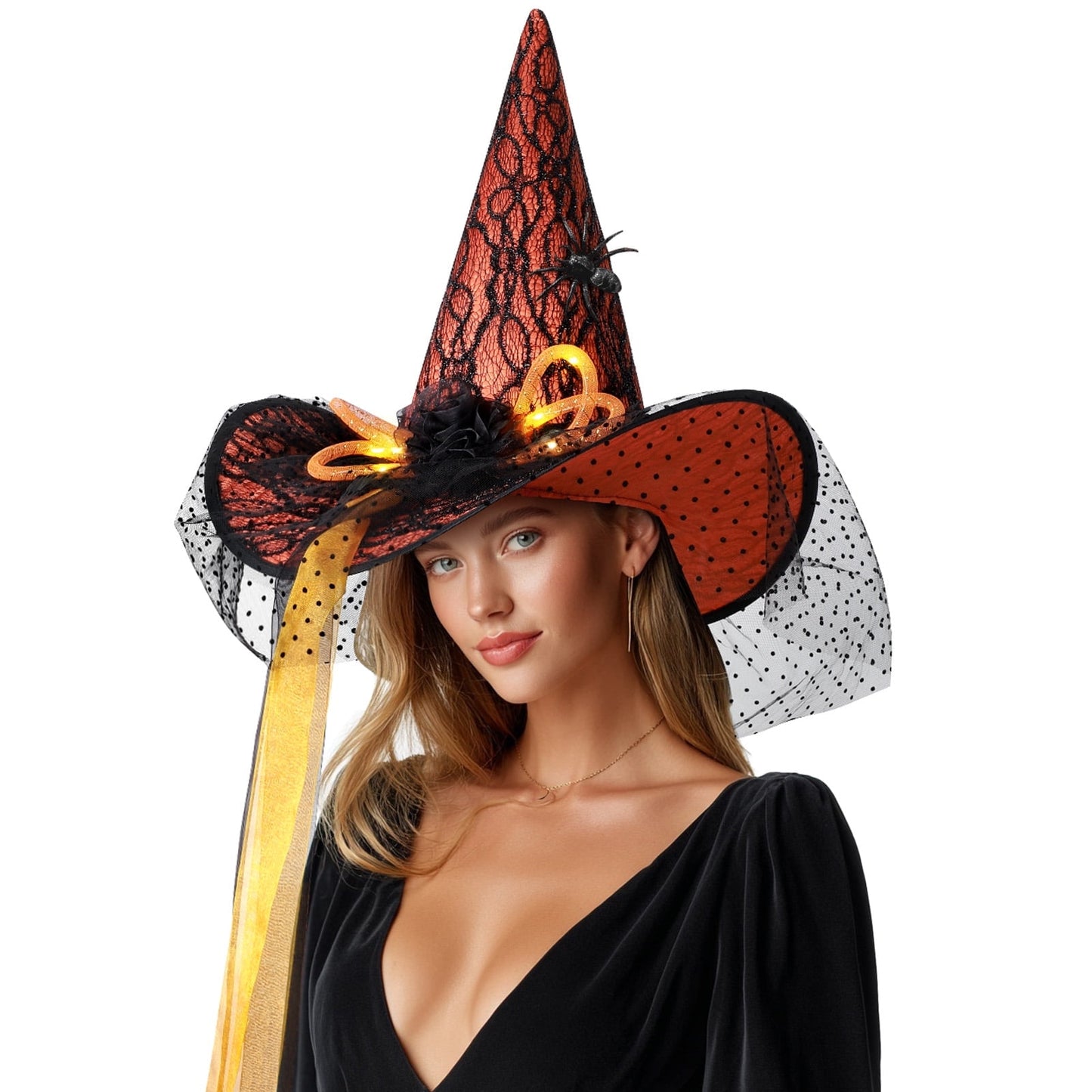 Ayieyill Halloween Witch Hats for Women with Lamp Cosplay Party Halloween Costume Accessory Purple