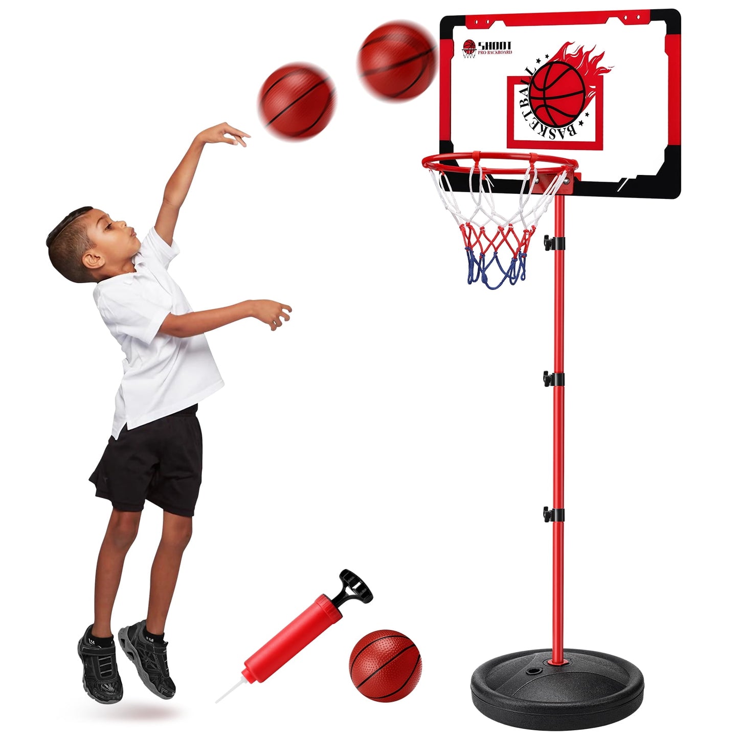 Ayieyill Kids Basketball Hoop, Basketball Hoop Indoor Adjustable Height 2.8-5 FT - Toddler Basketball Hoop - Basketball Goals Indoor Outdoor Play