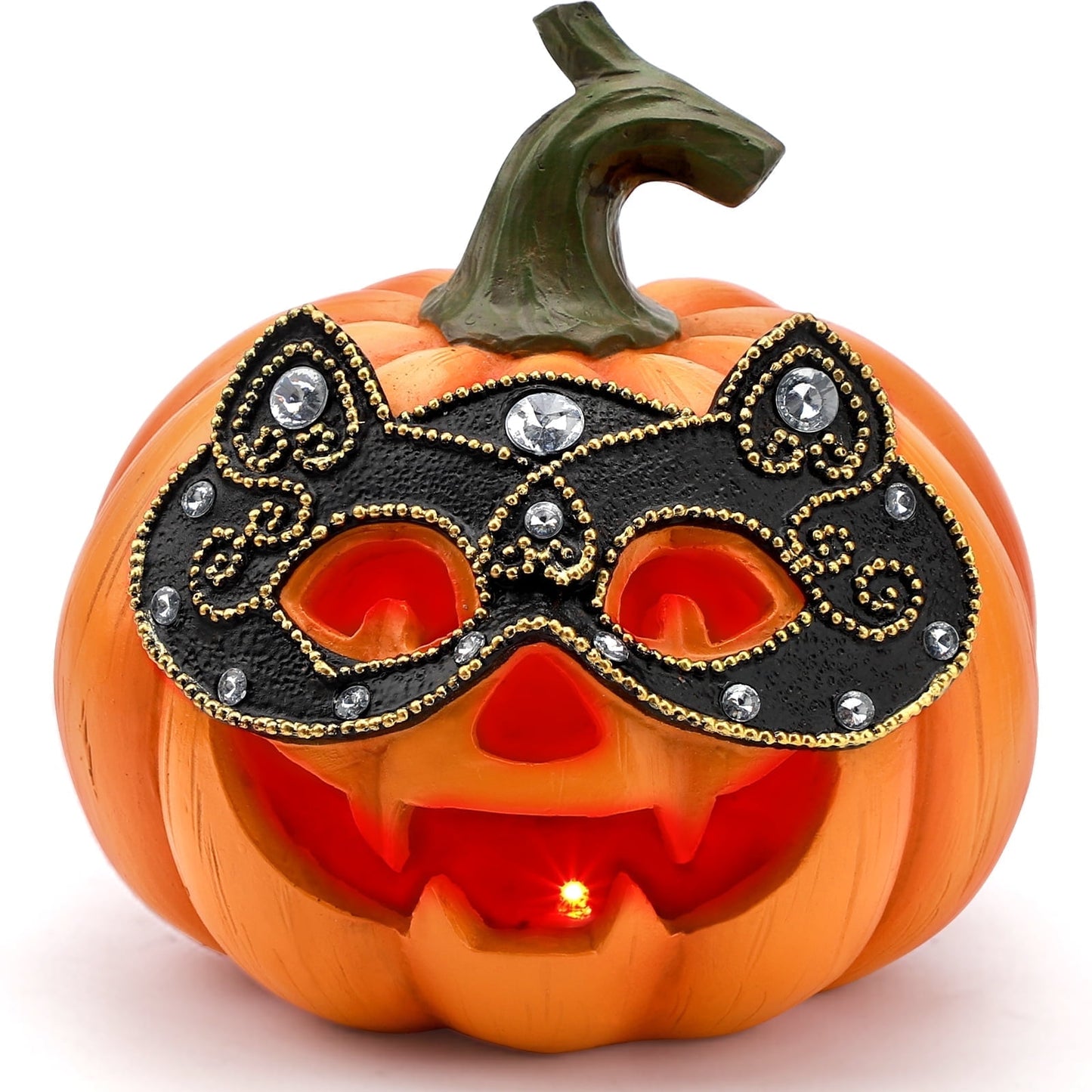 Ayieyill Halloween Pumpkin Decorations Light Up Pumpkin Figurine with Mask Halloween Decor for Home, Red