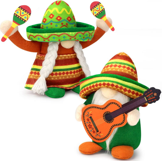 Ayieyill 2pcs Mexican Gnomes Cinco de Mayo Tomte for Mexican Taco Tuesday, Gnomes Plush Mexican Decor