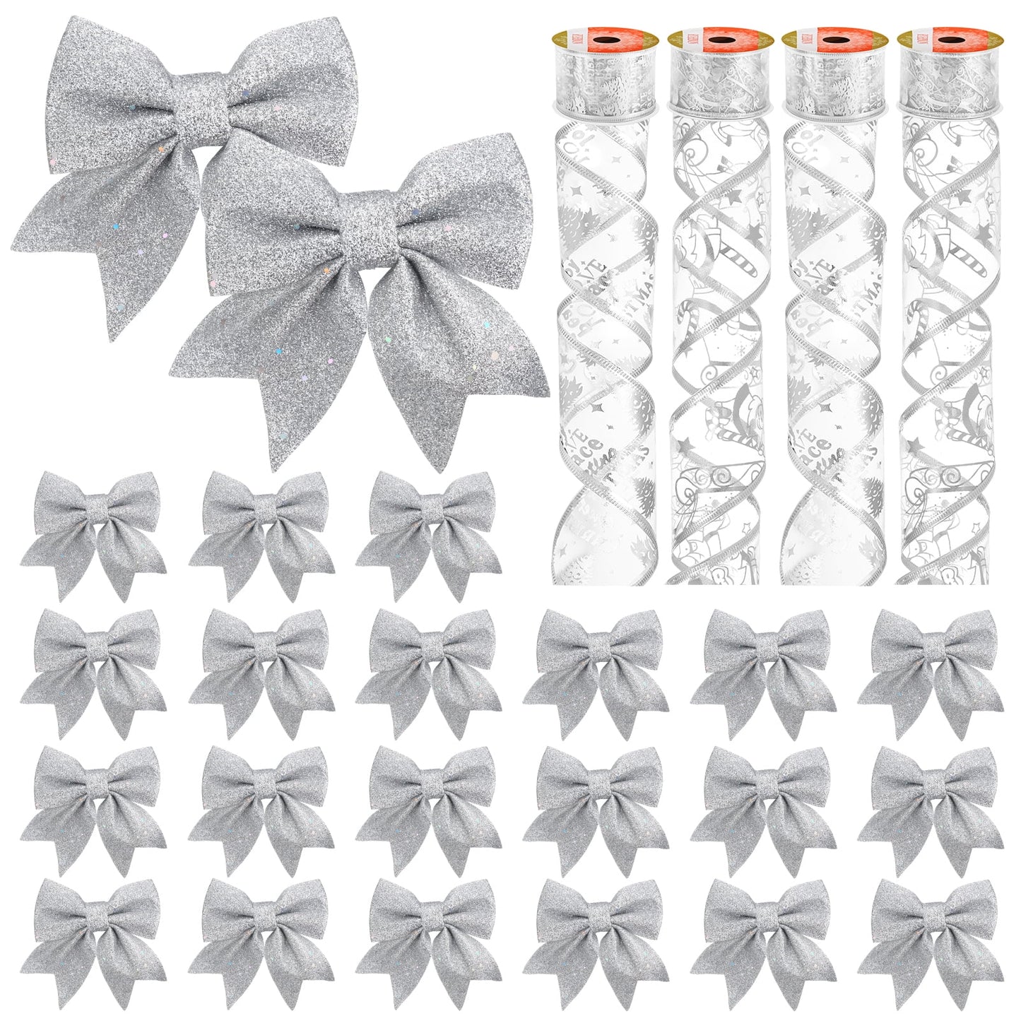 Ayieyill Christmas Tree Bows and Ribbon Decorations, Christmas Tree Decorations | 28Pcs