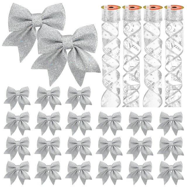 Ayieyill Christmas Tree Bows and Ribbon Decorations, Christmas Tree Decorations | 28Pcs