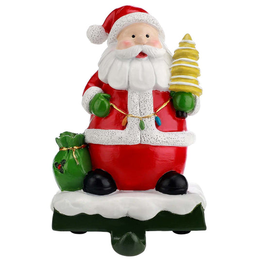 Ayieyill Christmas Santa Claus Stocking Holder, Resin Stocking Holders for Mantle Christmas Decorations