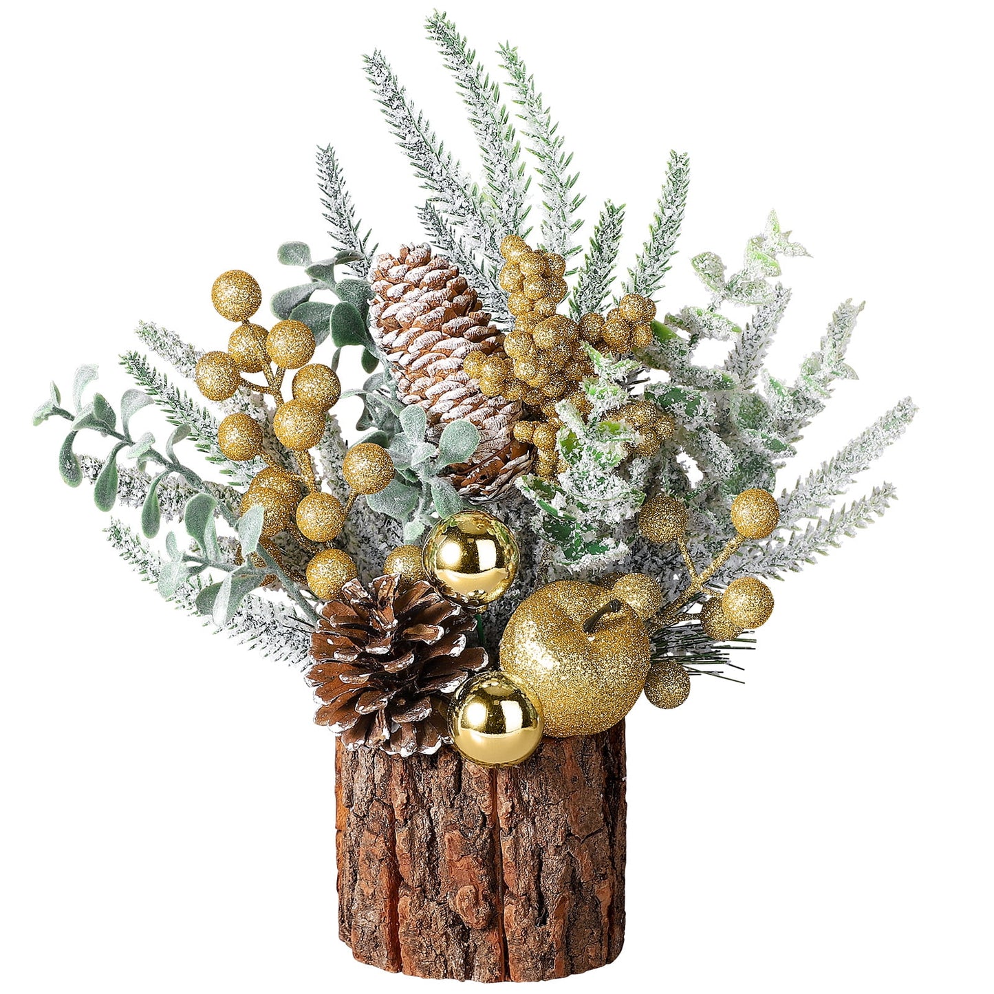 Ayieyill Small Christmas Tree, Artificial Mini Tabletop Christmas Tree Decorations with Christmas Ornaments
