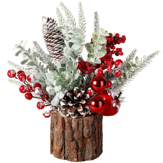 Ayieyill Small Christmas Tree, Artificial Mini Tabletop Christmas Tree Decorations with Christmas Ornaments