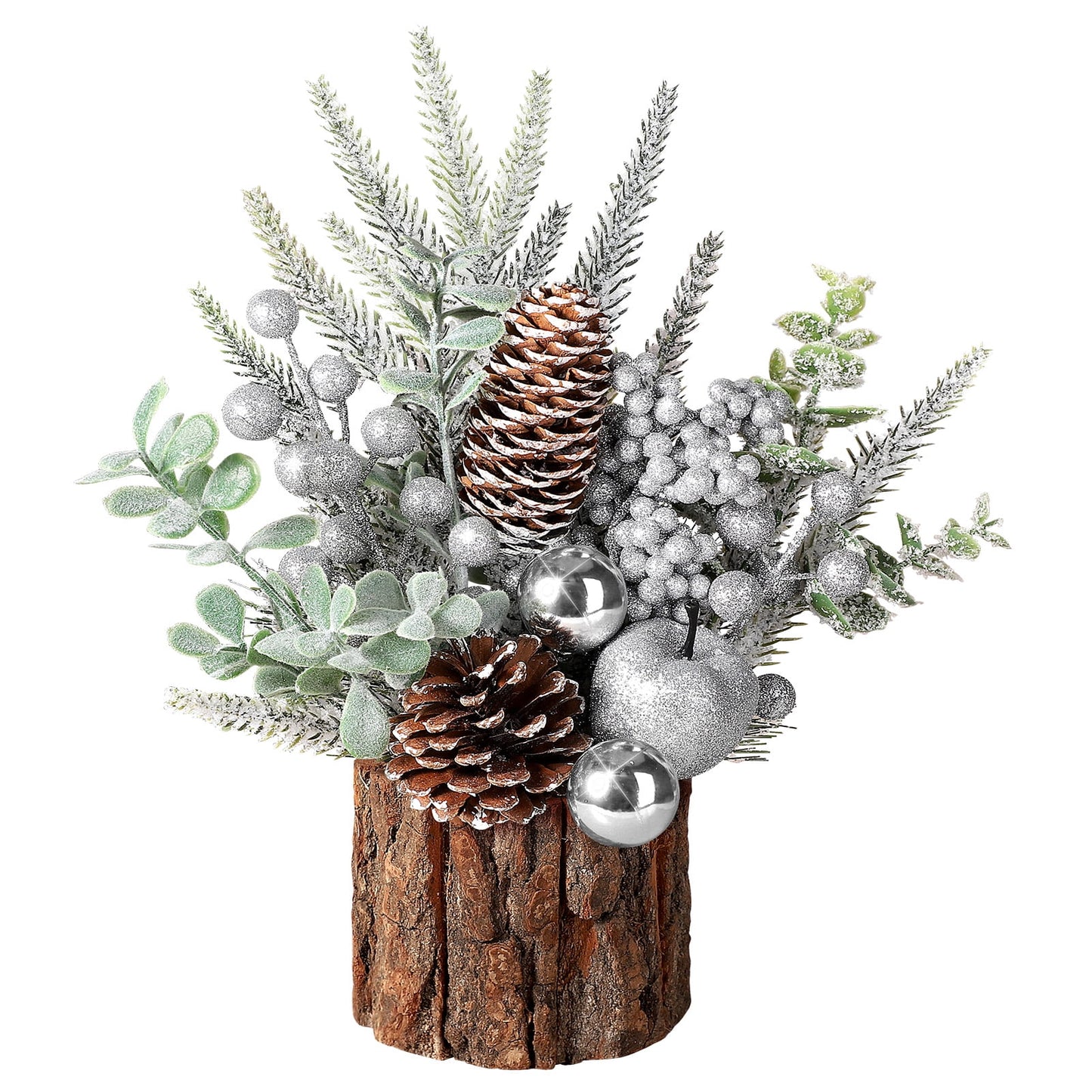 Ayieyill Small Christmas Tree, Artificial Mini Tabletop Christmas Tree Decorations with Christmas Ornaments
