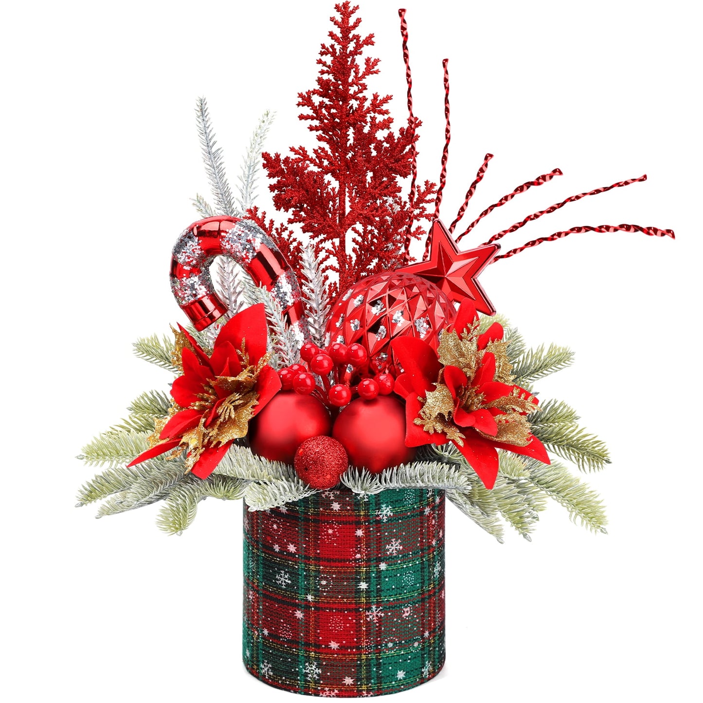Ayieyill Small Christmas Tree, Artificial Mini Tabletop Christmas Tree Decorations with Christmas Ornaments