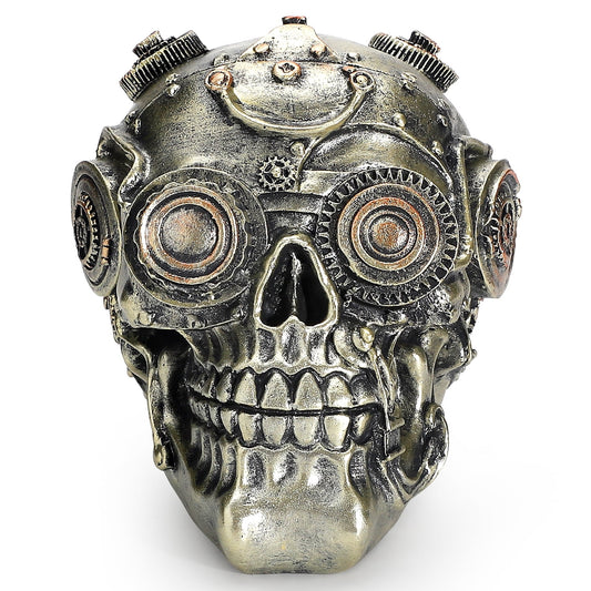 Ayieyill Halloween Skull Decor, Resin Steampunk Skull Decorations, Mechanical Skulls Halloween Decorations Indoor