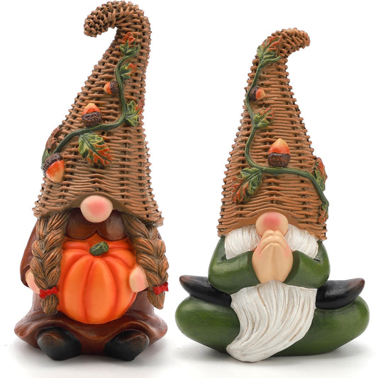 Ayieyill Fall Gnomes Set of 2, Thanksgiving Gnomes Figurines Thanksgiving Decorations for Table Autumn Decor