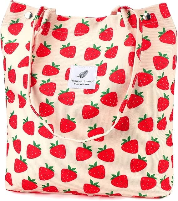 Ayieyill Corduroy Tote Bag Large for Women Girl Lady Canvas Shoulder Cord Purse and Handbags with Inner Pocket