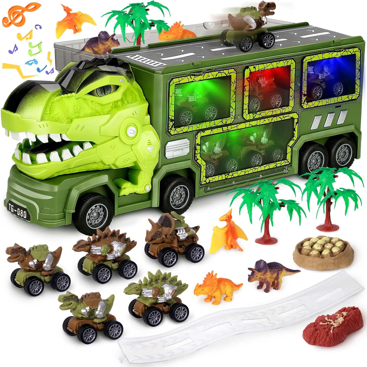 Ayieyill Dinosaur Truck Toys for Kids 3-5 Years, Dinosaur Truck Carrier